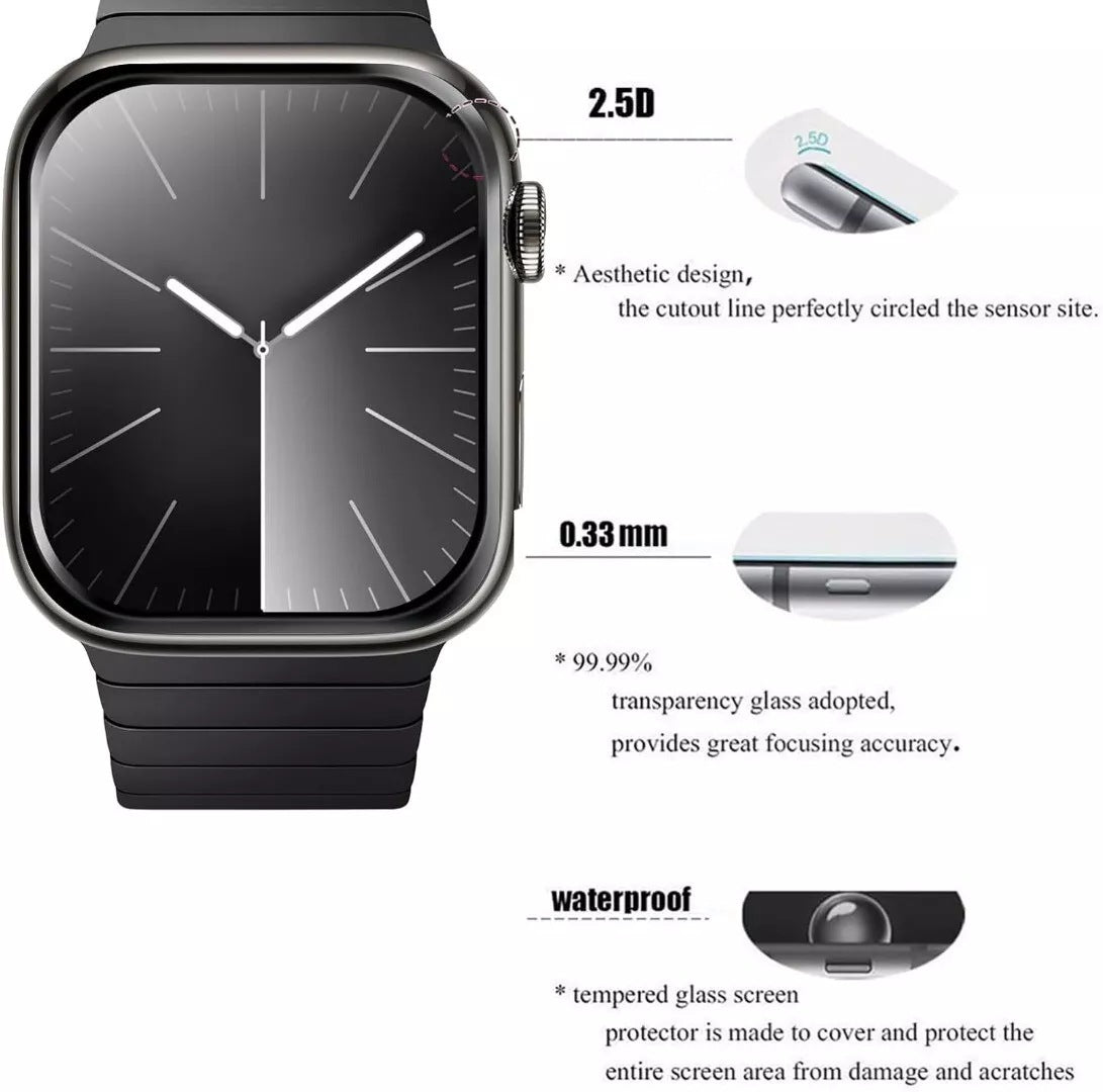 Lot de 2 protecteurs d'écran incurvés en verre trempé à couverture complète pour Apple Watch Series 10 Lot de 2 protecteurs d'écran incurvés en verre trempé à couverture complète pour Apple Watch Series 10